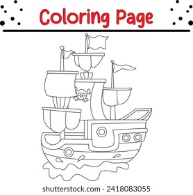 pirate ship coloring book page