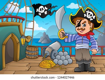 Pirate ship deck thematics 3 - eps10 vector illustration.