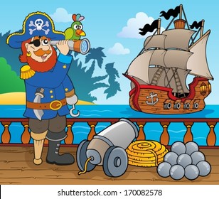 Pirate ship deck topic 1 - eps10 vector illustration.