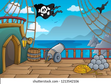 Pirate ship deck topic 4 - eps10 vector illustration.