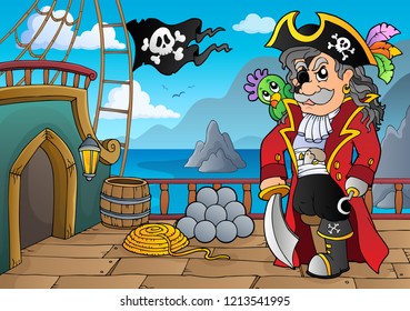 Pirate ship deck topic 5 - eps10 vector illustration.
