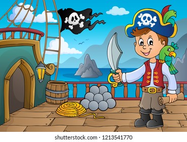 Pirate ship deck topic 6 - eps10 vector illustration.