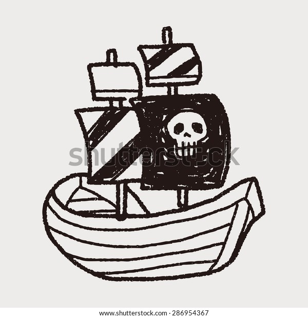 Pirate Ship Doodle Stock Vector (Royalty Free) 286954367 | Shutterstock