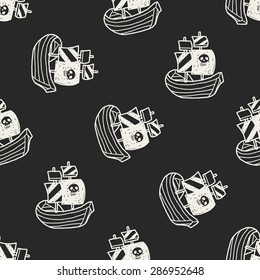 pirate ship doodle seamless pattern background