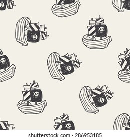 pirate ship doodle seamless pattern background