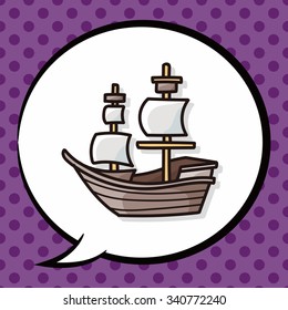 Pirate Ship doodle, speech bubble