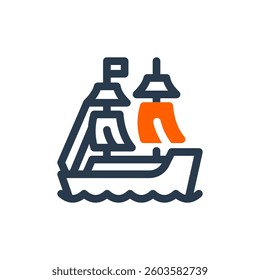Pirate Ship for Expedition Vector Icon