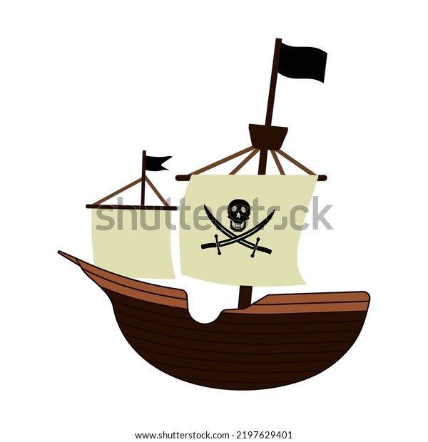 Pirate Ship Flag White Sails Skull Stock Vector (Royalty Free ...