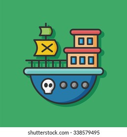 pirate ship flat icon