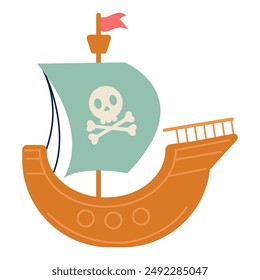 Pirate ship in flat style