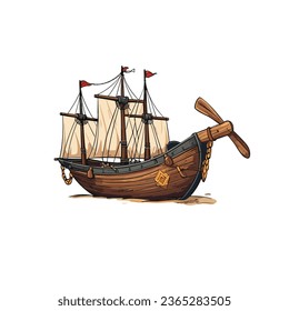 Piratenschiff-Flavectordesign
