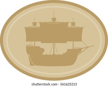 Pirate Ship Graphic Icon in Silhouette