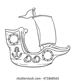 pirate ship hand illustration