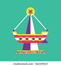 Pirate ship icon, Amusement Park Vector