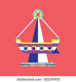 Pirate ship icon, Amusement Park Vector