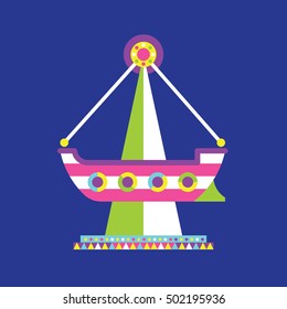 Pirate ship icon, Amusement Park Vector