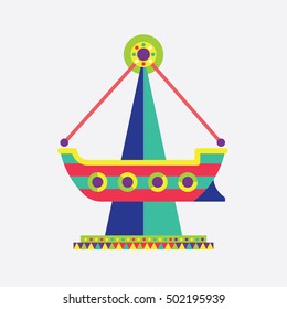 Pirate ship icon, Amusement Park Vector