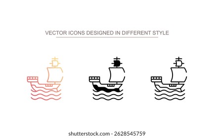 Pirate Ship icon design with white background stock illustration