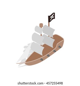 Pirate ship icon in isometric 3d style isolated on white background. Maritime transport symbol