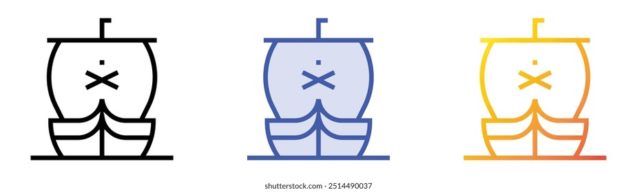 pirate ship icon. Linear, Blue Fill and Gradient Style Design Isolated On White Background