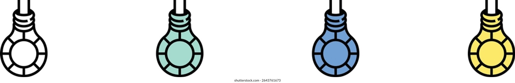 pirate ship icon. Outline, Green, Blue and Yellow Style Design Isolated On White Background