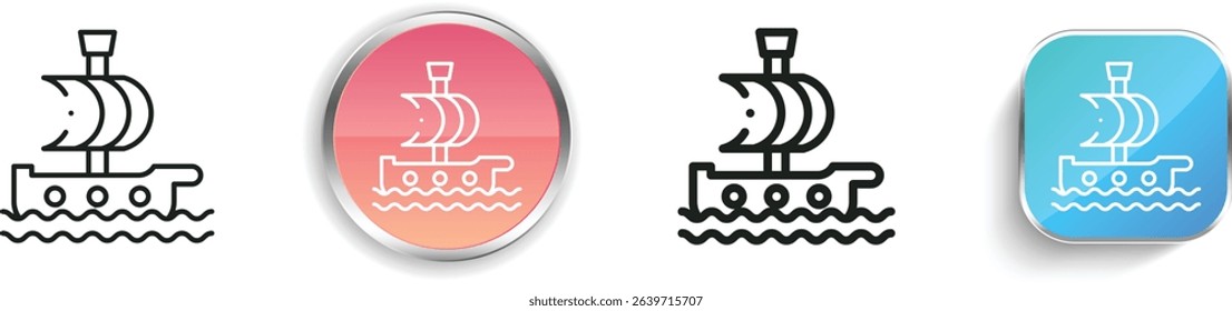 pirate ship icon. Thin Linear, Regular and Button Style Design Isolated On White Background
