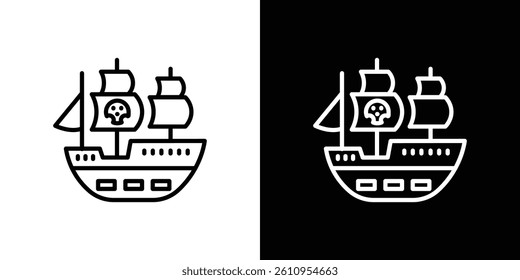 Pirate ship icon Vector isolated outline drawing.