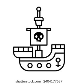 Vector de icono de barco pirata en diseño de moda