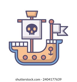 Vector de icono de barco pirata en diseño de moda