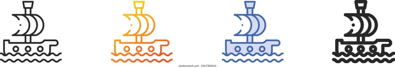 pirate ship icon.Thin Linear, Gradient, Blue Stroke and bold Style Design Isolated On White Background
