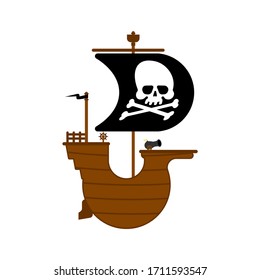 Pirate ship isolated cartoon style. vector illustration
 
