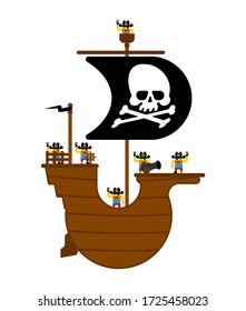 Pirate ship isolated cartoon style. vector illustration
 
