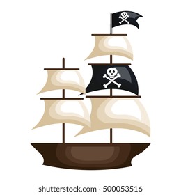 pirate ship isolated icon