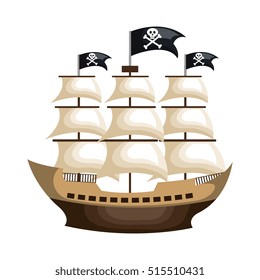 pirate ship isolated icon