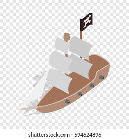 Pirate ship isometric icon 3d on a transparent background vector illustration