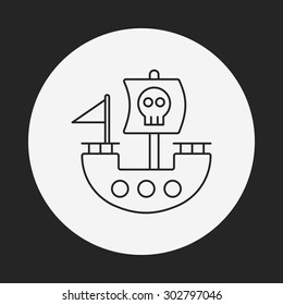 pirate ship line icon