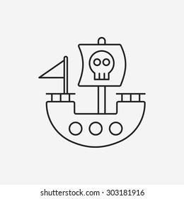 pirate ship line icon