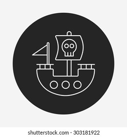 pirate ship line icon