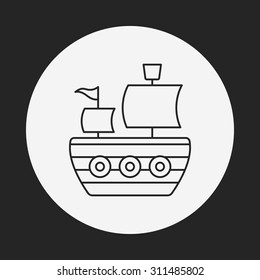 pirate ship line icon