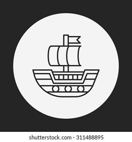 pirate ship line icon