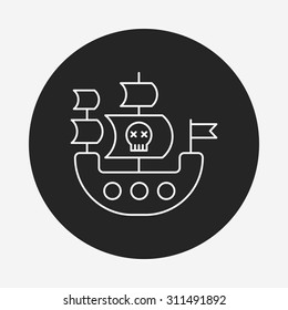 pirate ship line icon