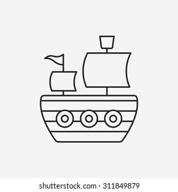 pirate ship line icon