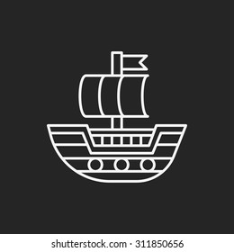 pirate ship line icon