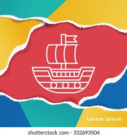pirate ship line icon