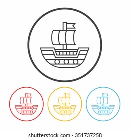 pirate ship line icon