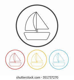 pirate ship line icon