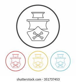 pirate ship line icon