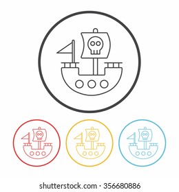 pirate ship line icon