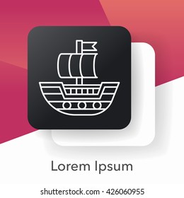 pirate ship line icon