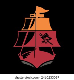 pirate ship logo design vector file